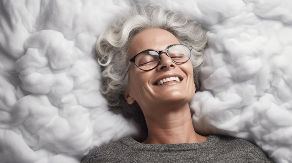 Kvinde sover i en sky