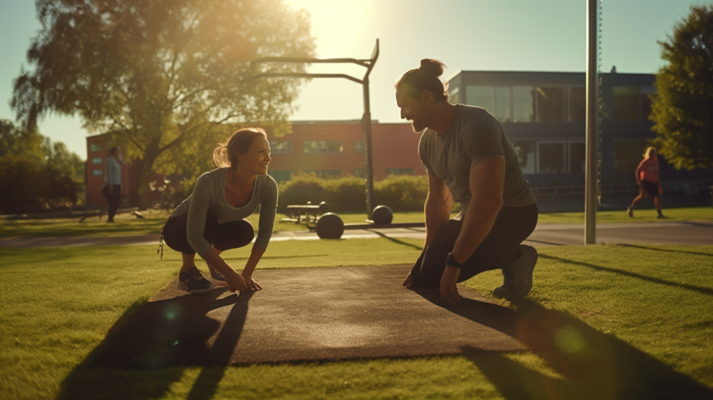 mand kvinde træner udenfor